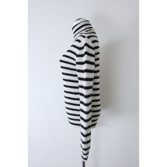 IRO Size S Seely Alpaca Wool Knit Turtle Neck Sweater Black White Stripes - Picture 8 of 15